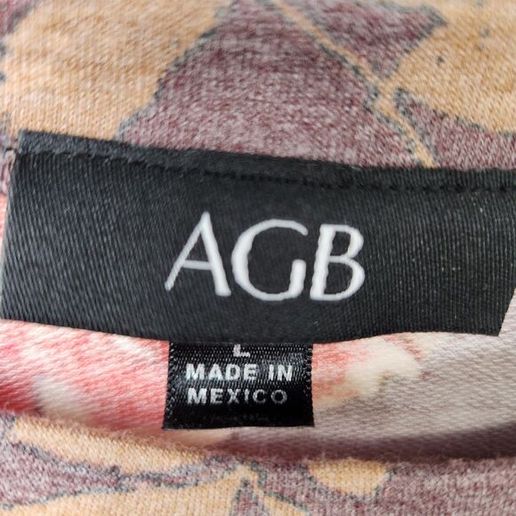 AGB 1/4 Sleeve Brown Pull Over Flower Blouse Brown Lg. - Picture 3 of 3